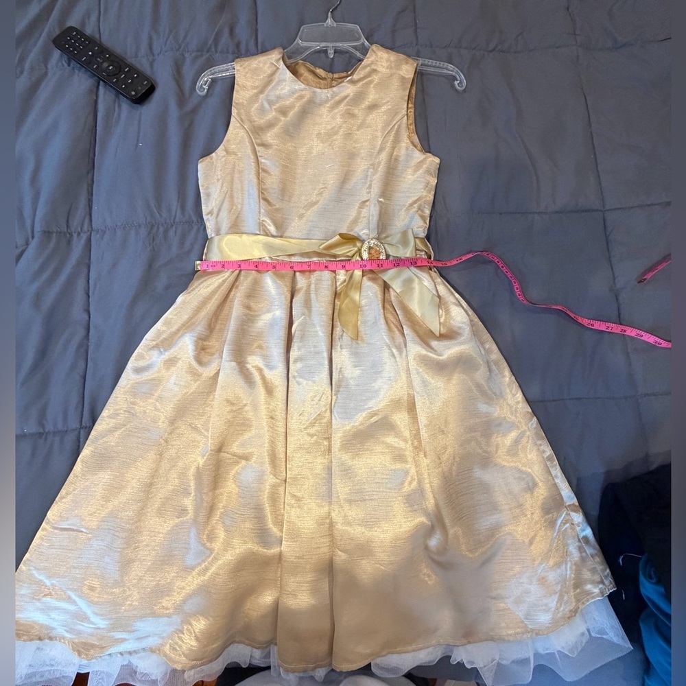 Disney Store Gold Princess Dress Girls Size 12 Belle Formal Party Dress - Picture 5 of 7
